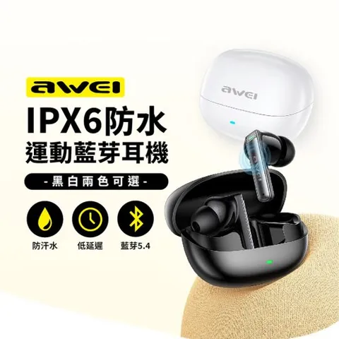 AWEI T88 TWS真無線藍牙耳機 運動耳機 入耳式 (IPX6防水|低延遲|續航力好)